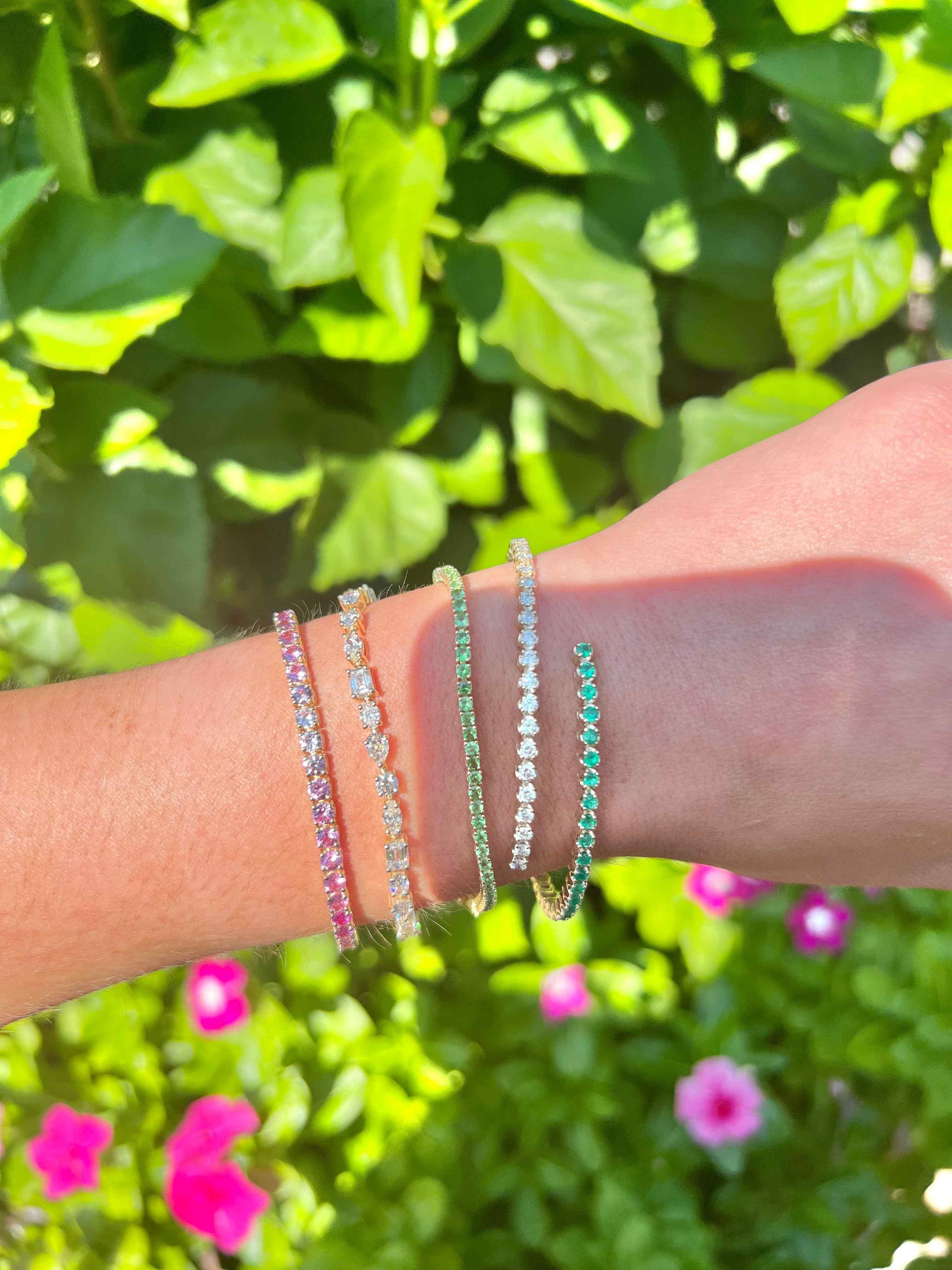 14KY Ombre Tennis Bracelet with Pink Sapphires