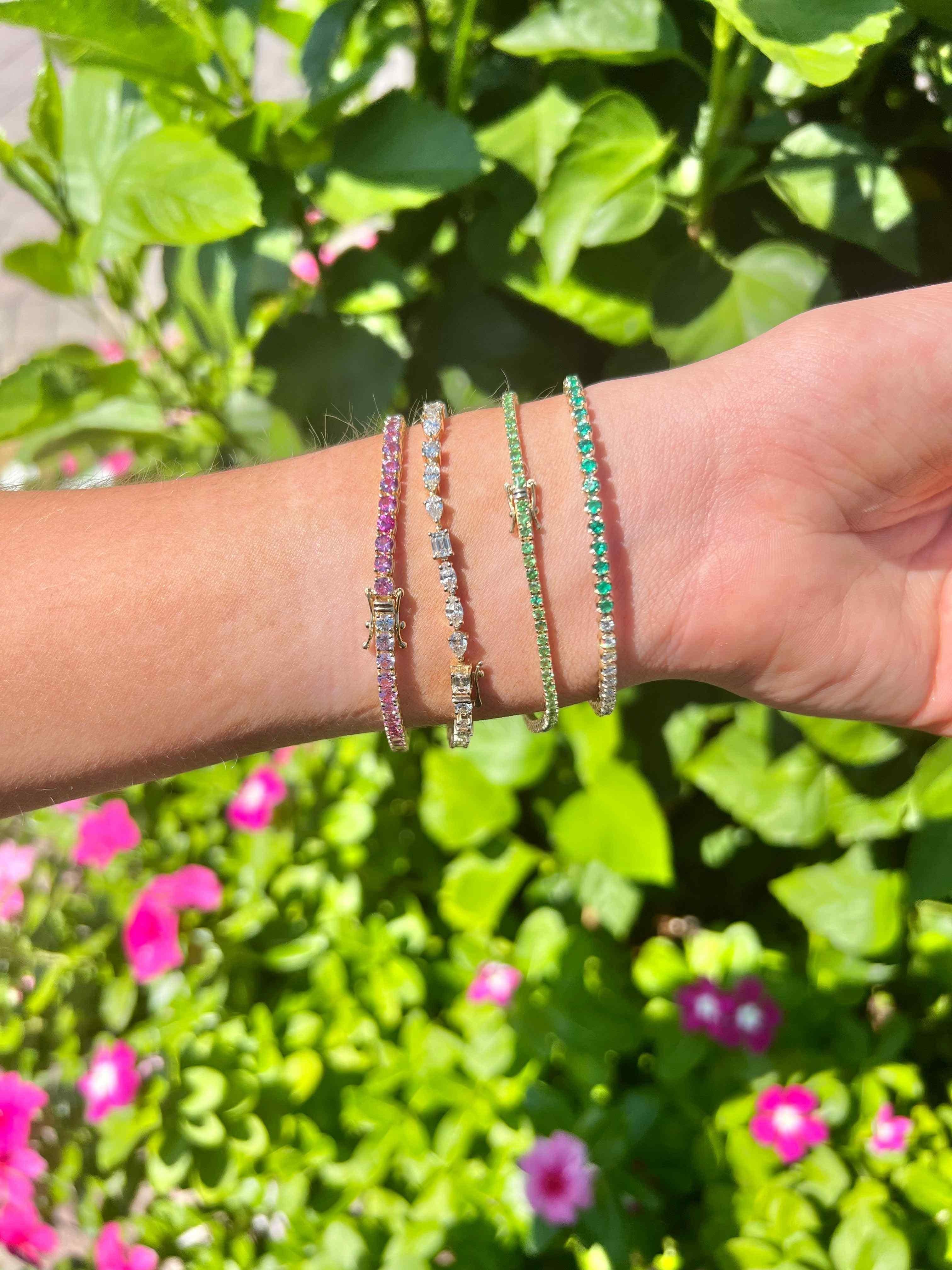 14KY Ombre Tennis Bracelet with Pink Sapphires-Bracelets-Gemma Couture-Susan Saffron Jewelry