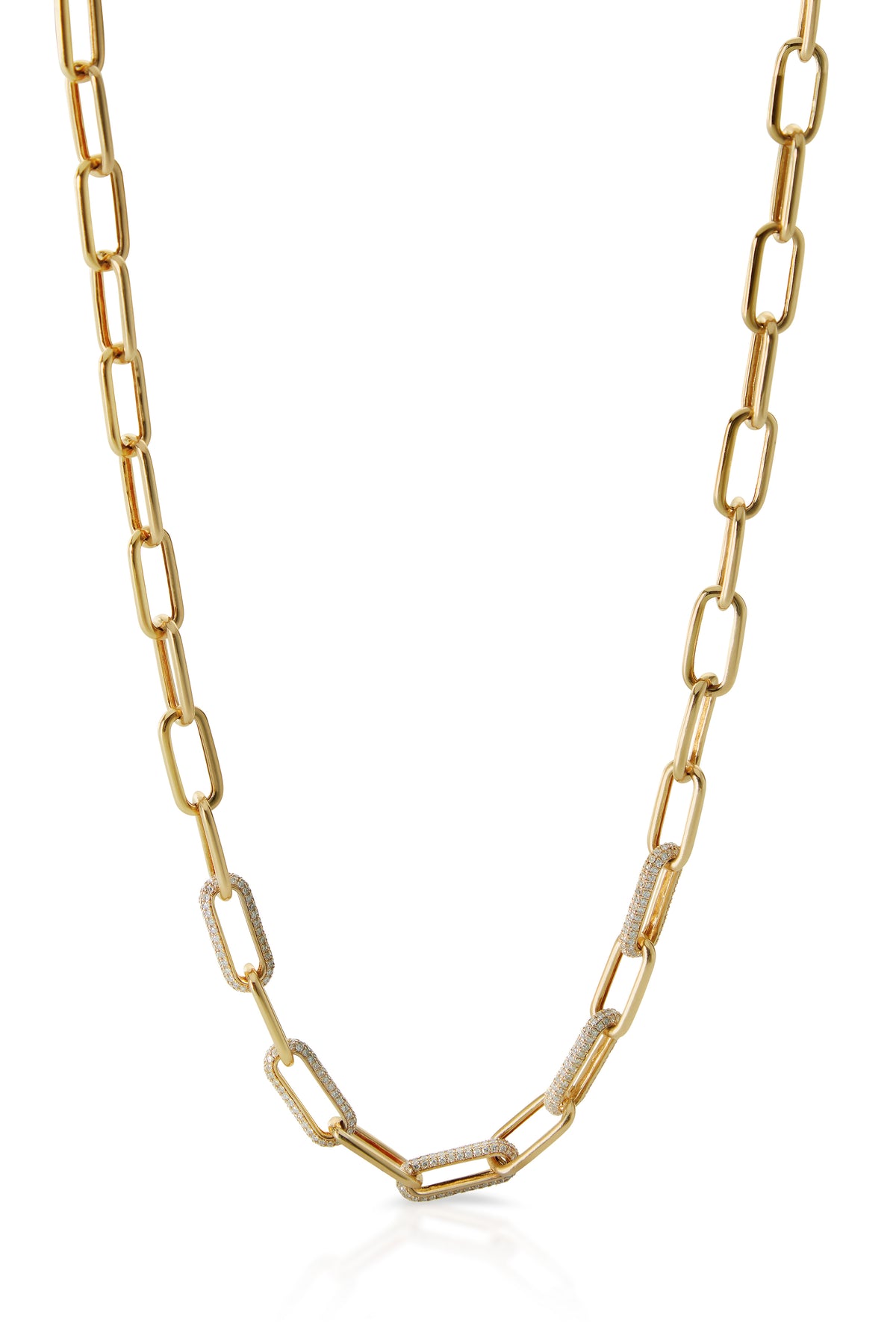 14KY 5 Pave Diamond Link Chain Necklace-Trilogy-Susan Saffron Jewelry