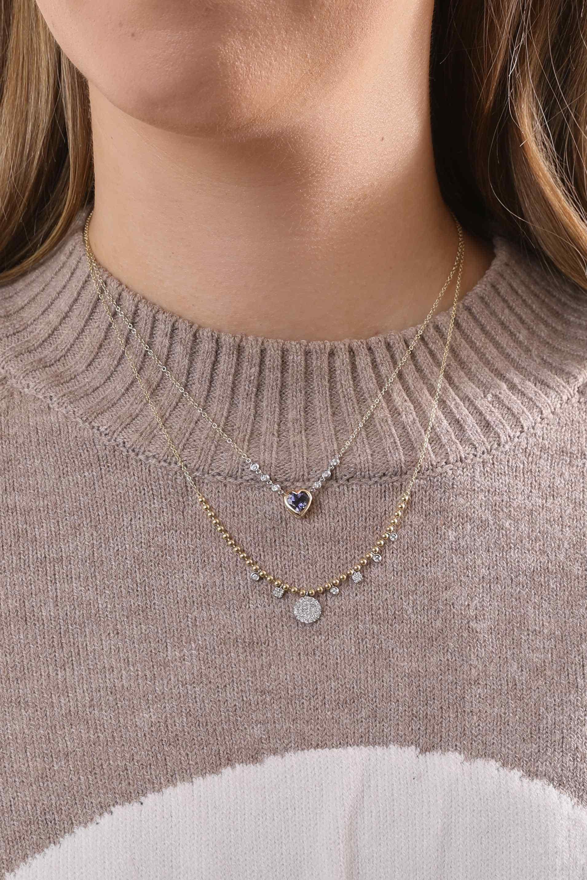 Bead and Diamond Disc Necklace