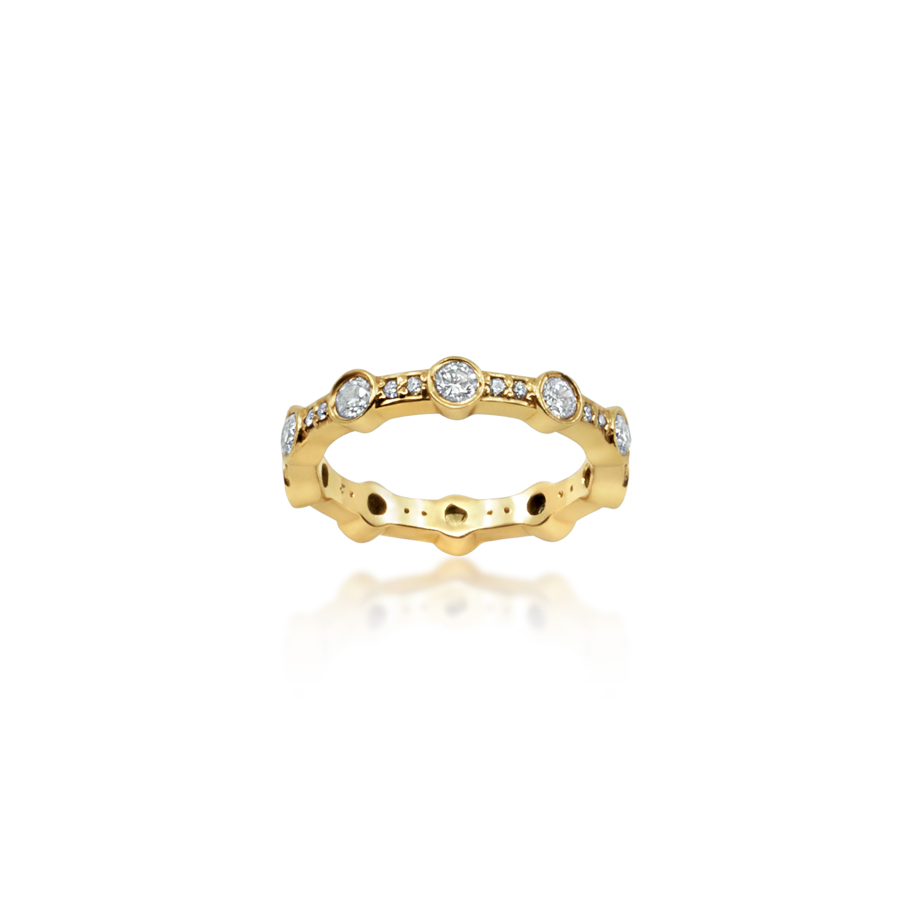 14K Bezel & Round Stacking Band