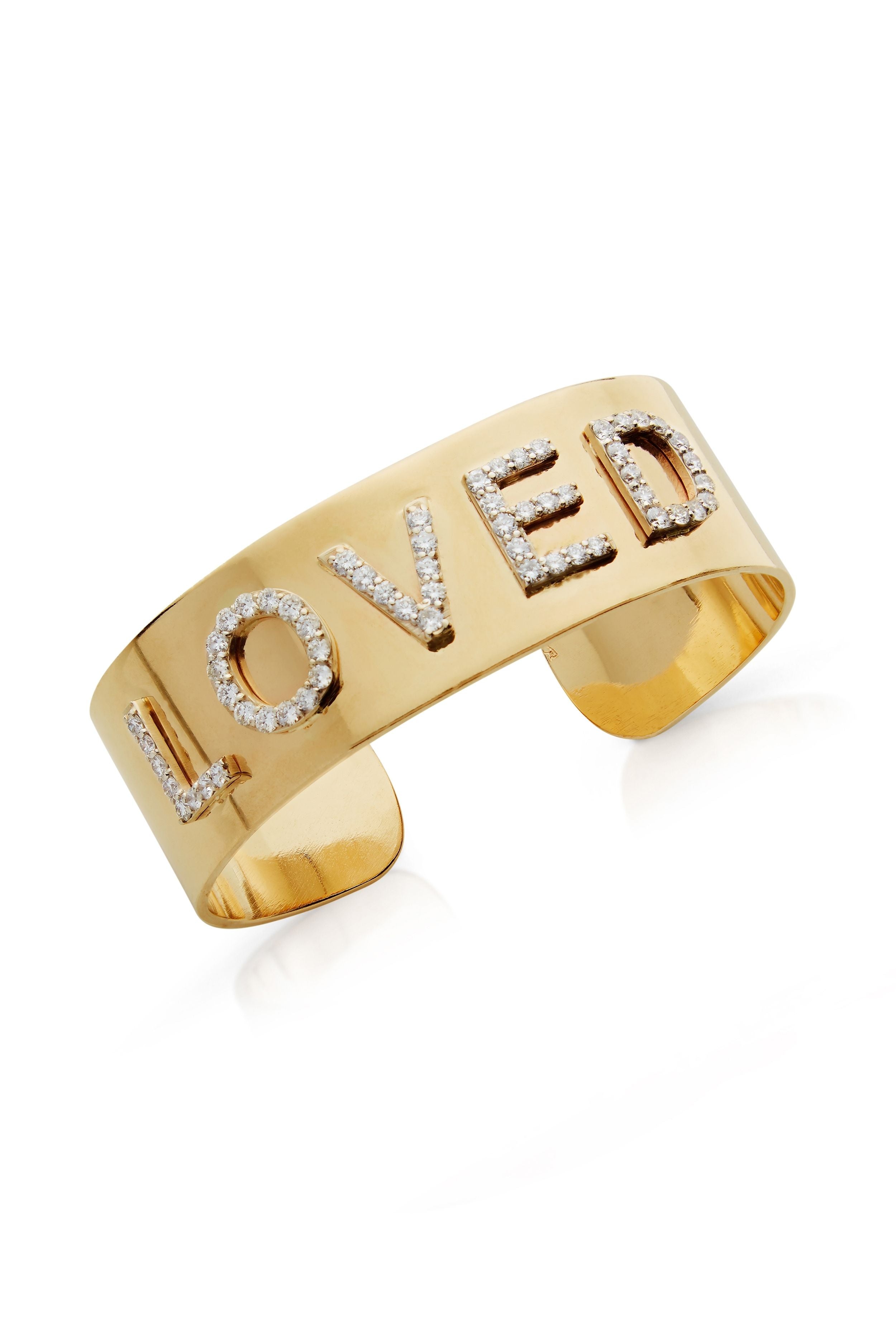 18KY "LOVED" Large Signature Cuff