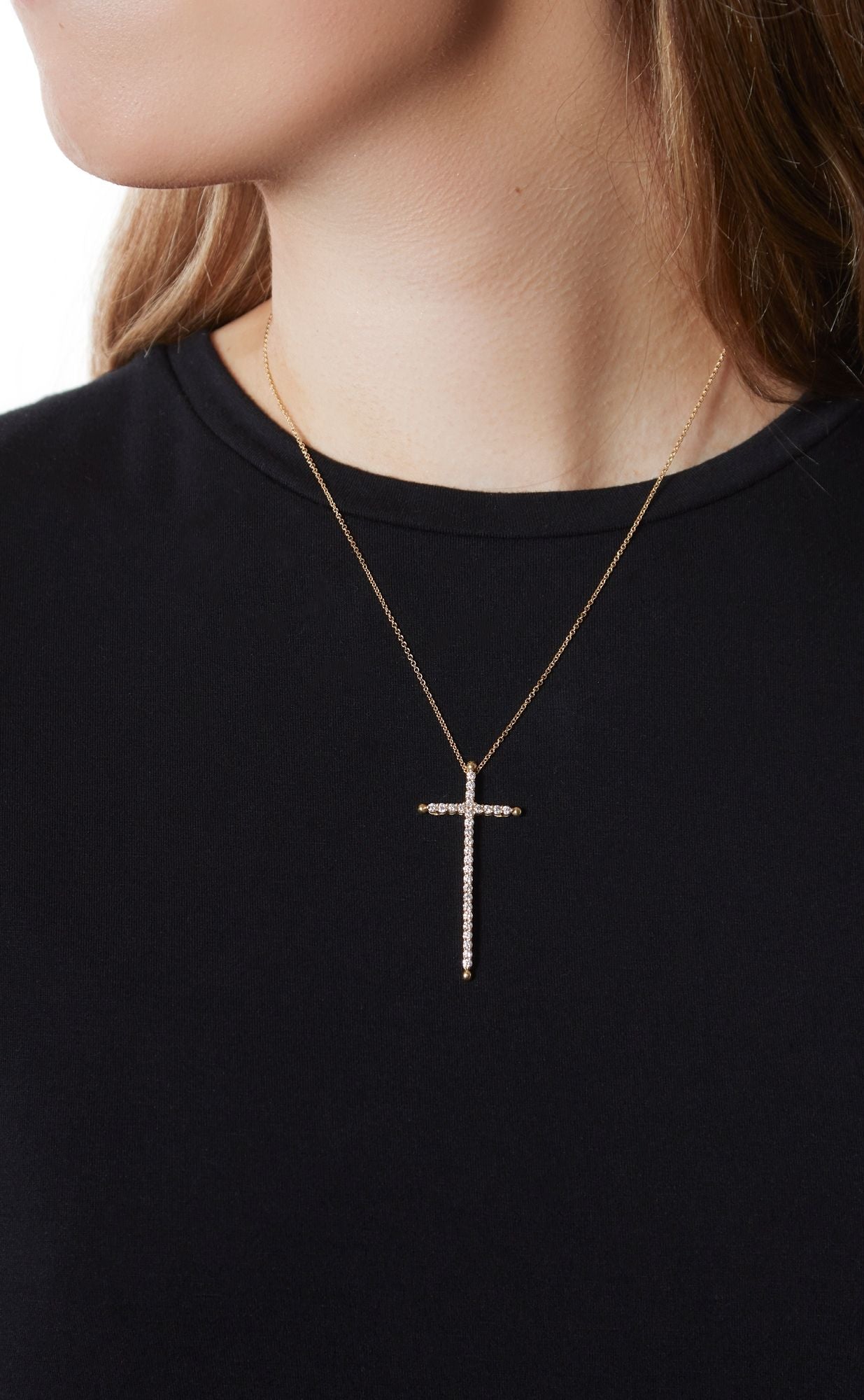 18KY Large Diamond Spirit Cross