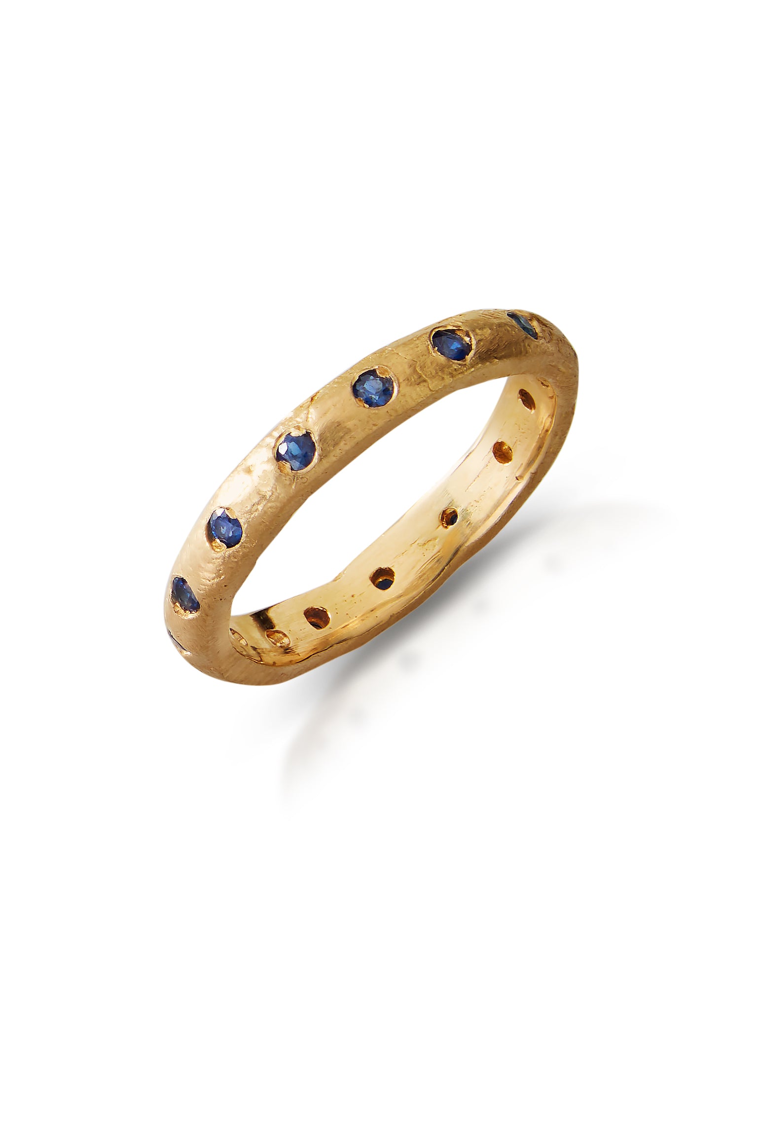18KY Serenity Stacking Band with Blue Sapphire