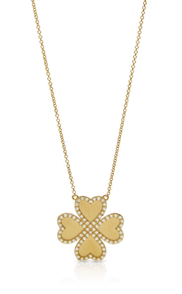 18KY Diamond Clover Heart Pendant - Trilogy - Susan Saffron Jewelry