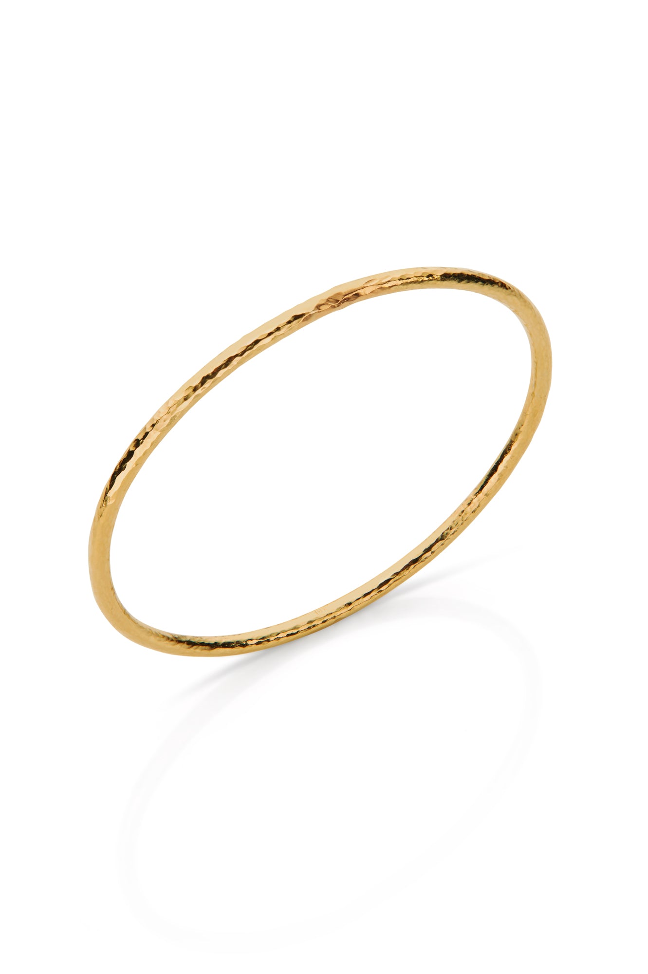 18KY Solid Hammered Oval Bangle