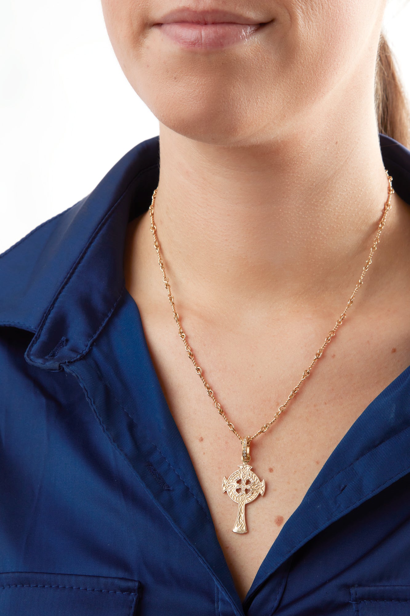 18KY Novgorod Cross with Diamond Detail-Necklaces-Trilogy-Susan Saffron Jewelry