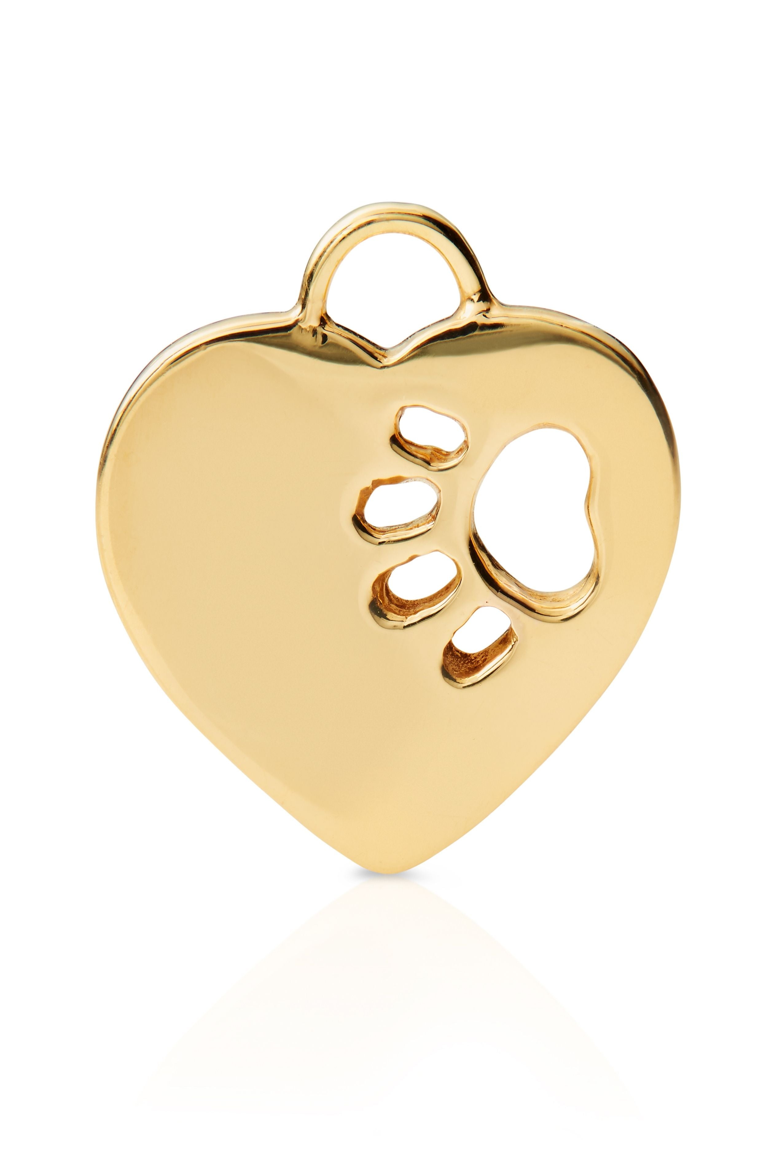 18KY Paw Print Heart Charm