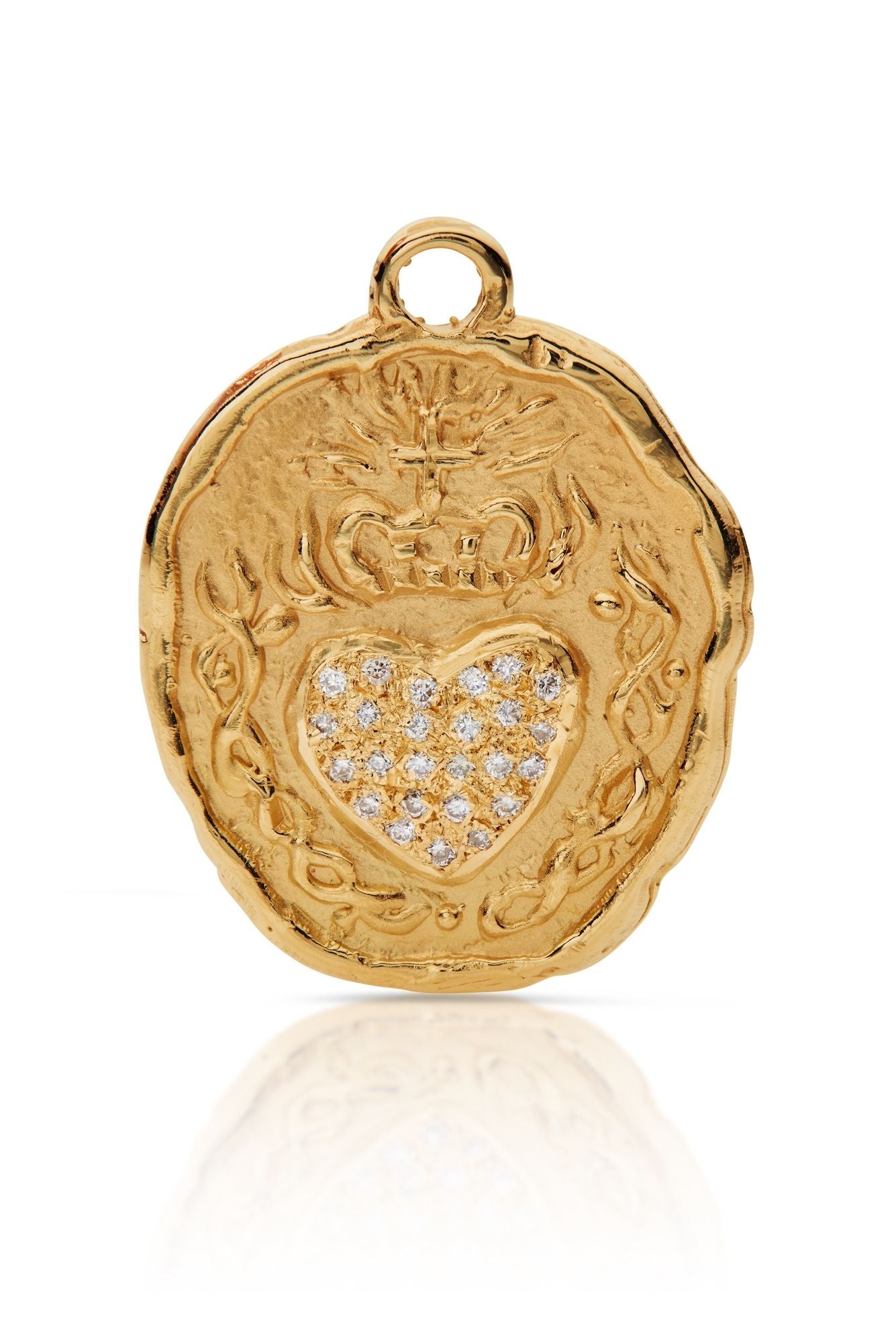 18KY Wisdom Heart Coin with Pave