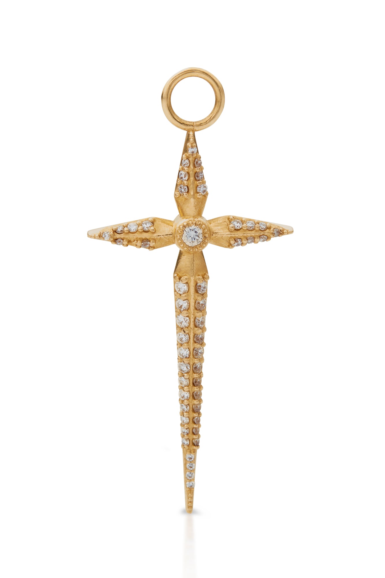14KY Pointed Cross with Diamonds