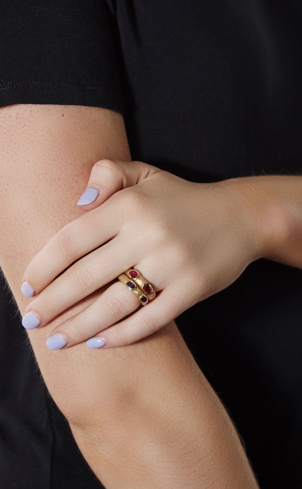 18KY Mini Harmony Ring with Amethyst