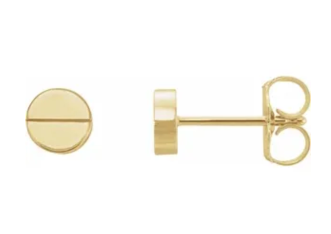 14K Round Geometric Studs-Earrings-Saffron Jewelry-14K Yellow Gold-Susan Saffron Jewelry