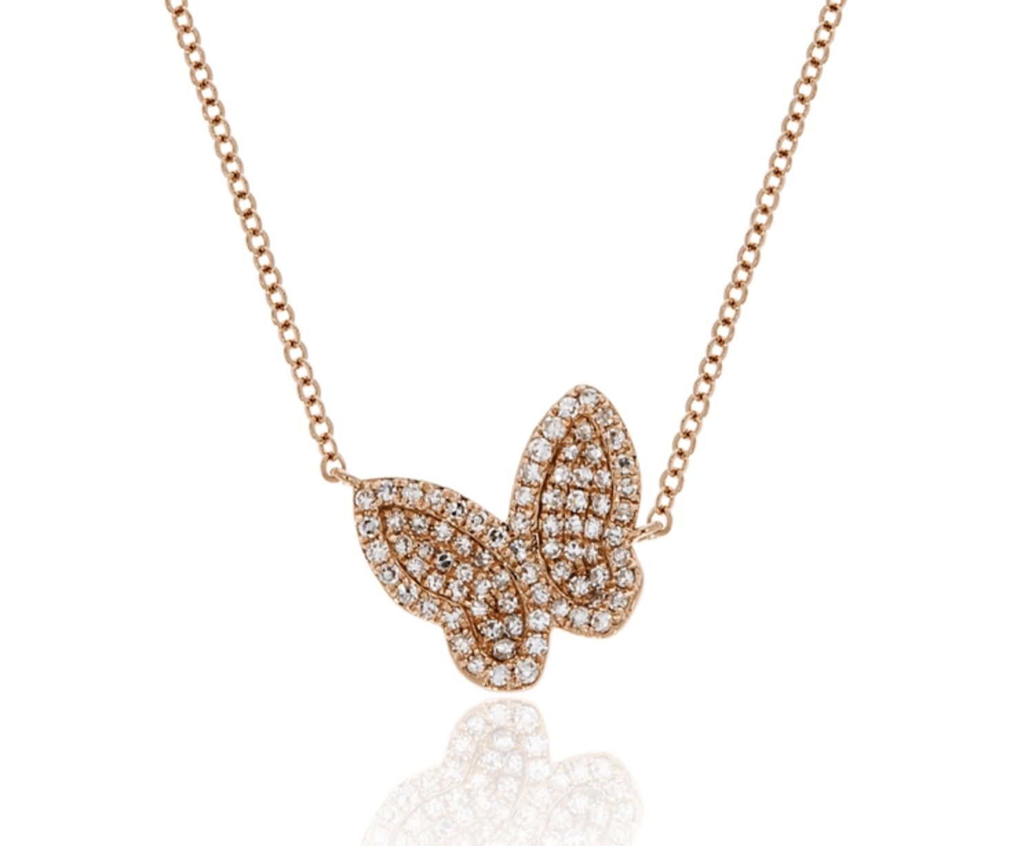 14K Diamond Butterfly Necklace