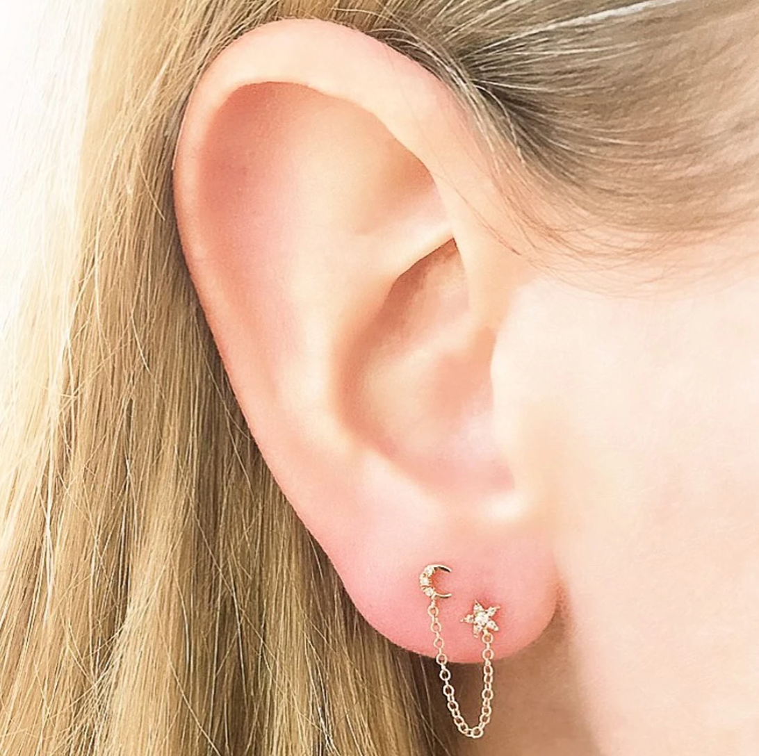 14KY Souli Mini Chain Double Earring