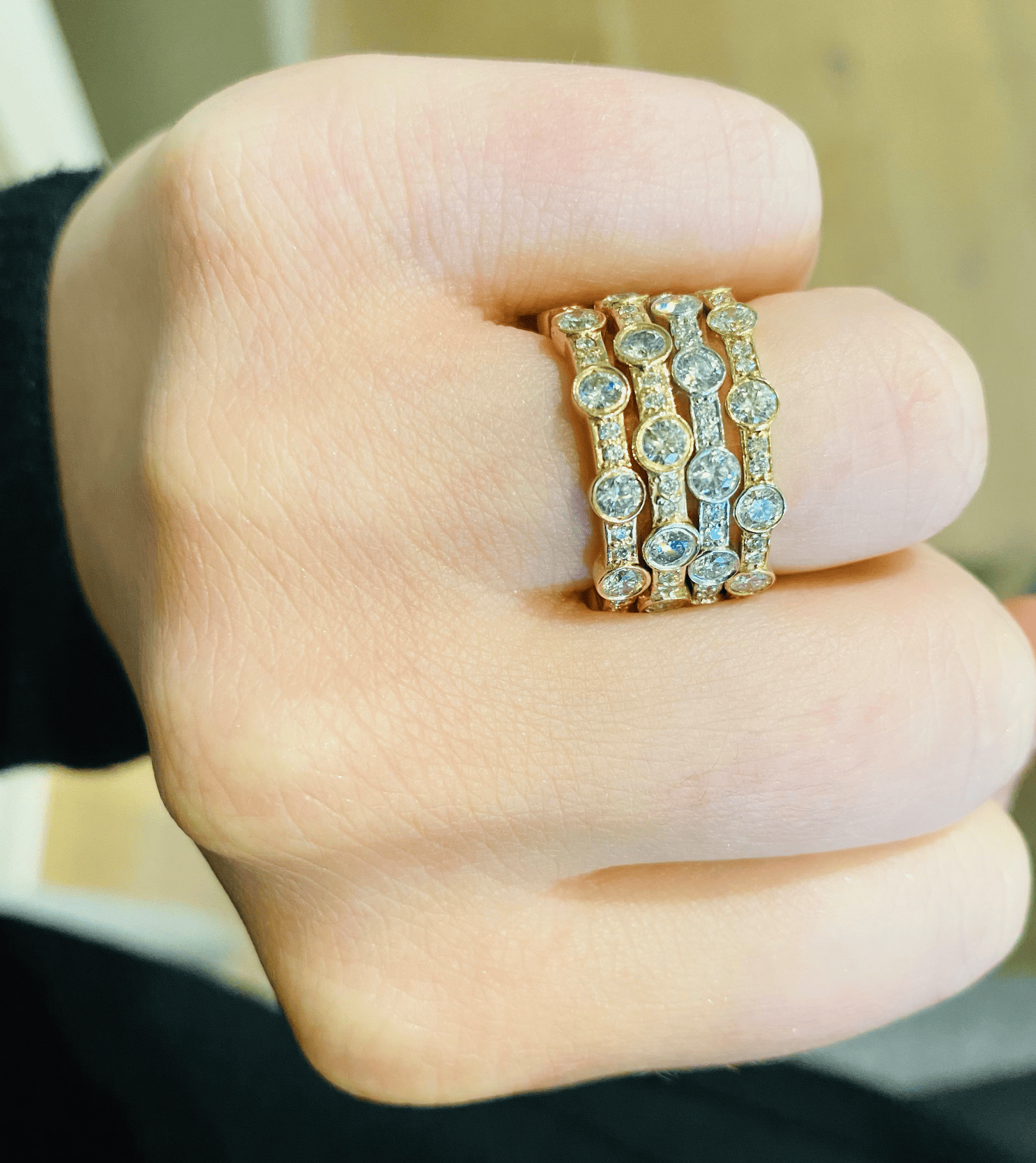 14K Bezel & Round Stacking Band