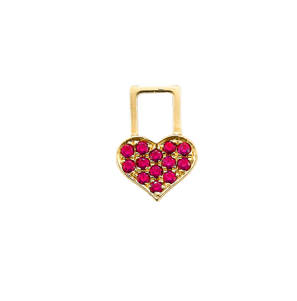 Single Baby Heart EarWish With Rubies