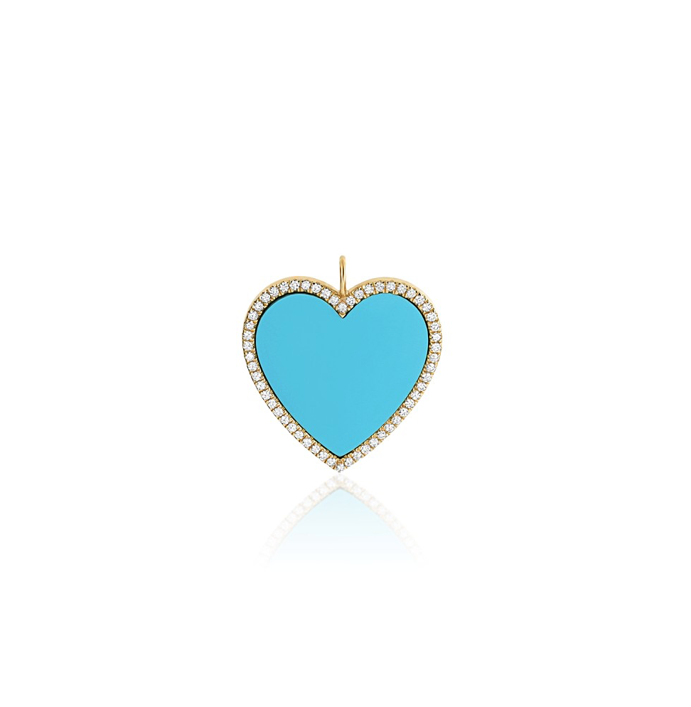 Diamond Turquoise Heart Pendant