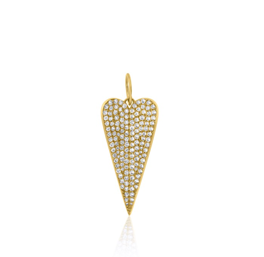 14K Pave Folded Heart Charm