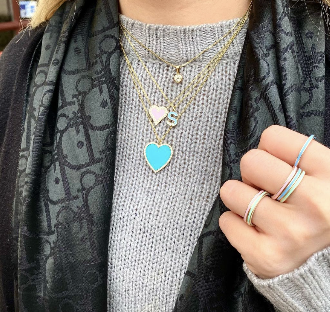 Diamond Turquoise Heart Pendant
