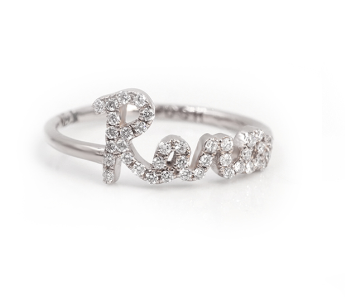 Call my name pave Diamond Name Ring