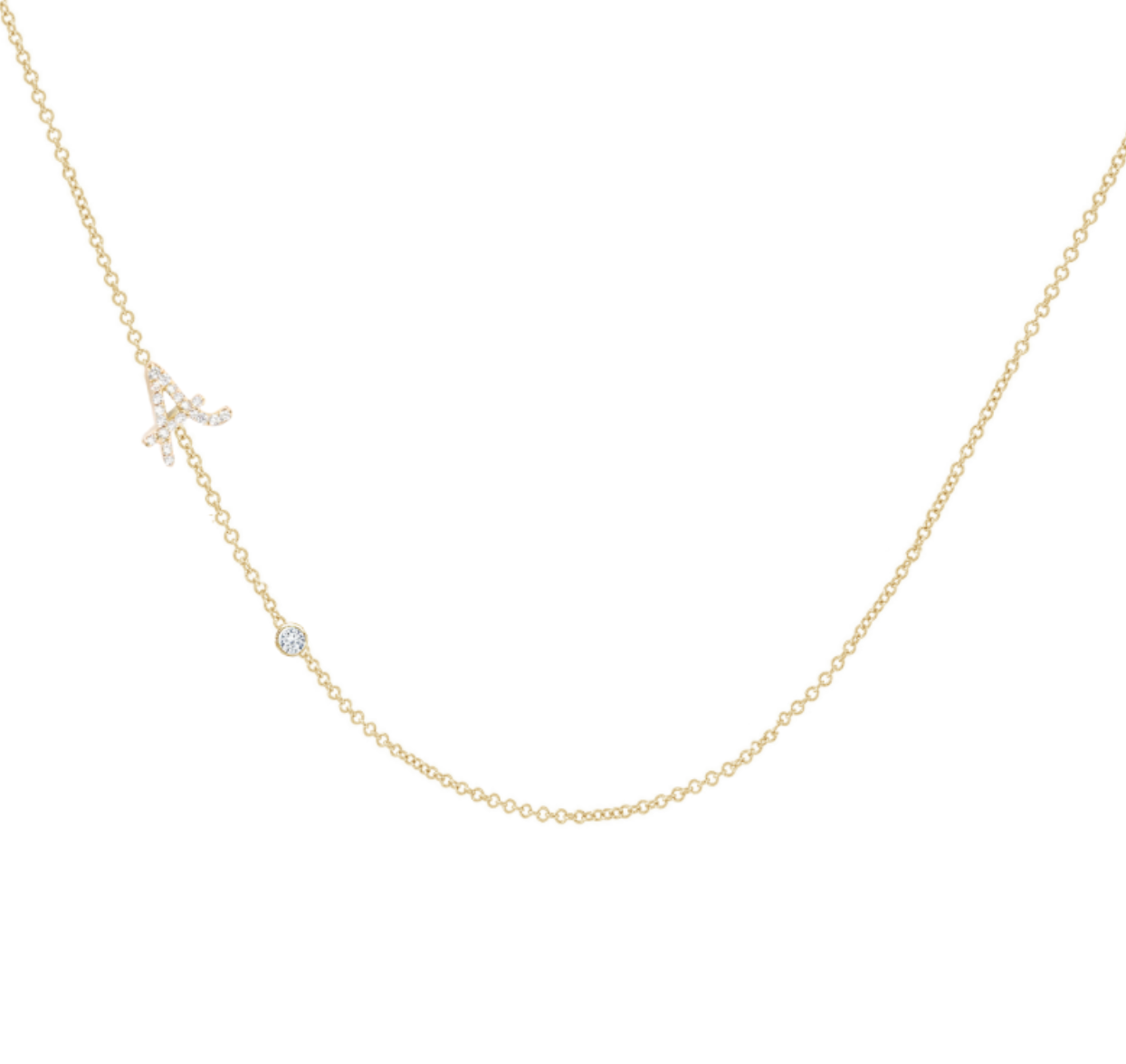 14K Tiny Treasure Multi Initial Diamond Necklace