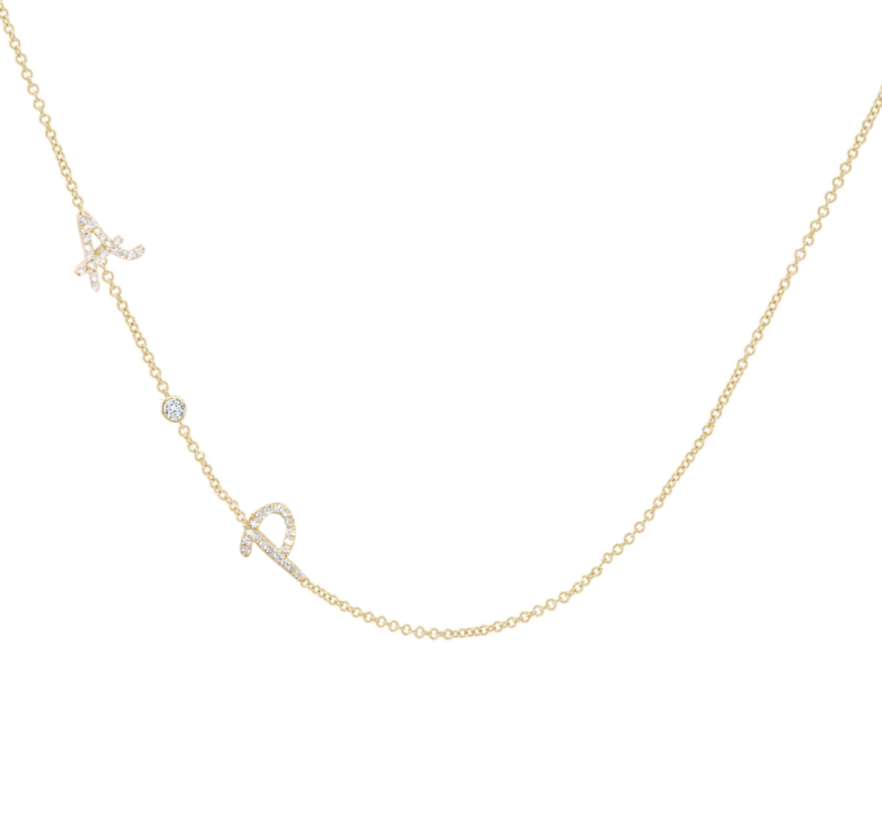 14K Tiny Treasure Multi Initial Diamond Necklace