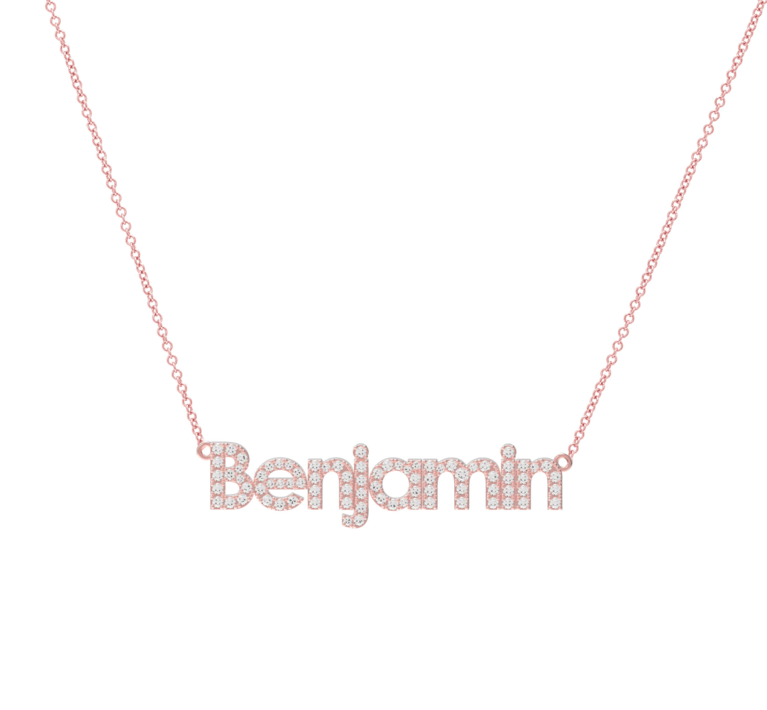 14K Block Name Pavé Necklace