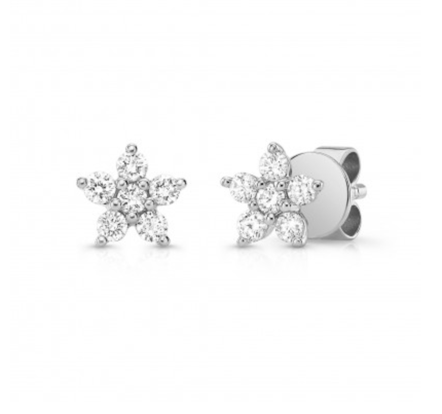 14KW Diamond Flower Earrings