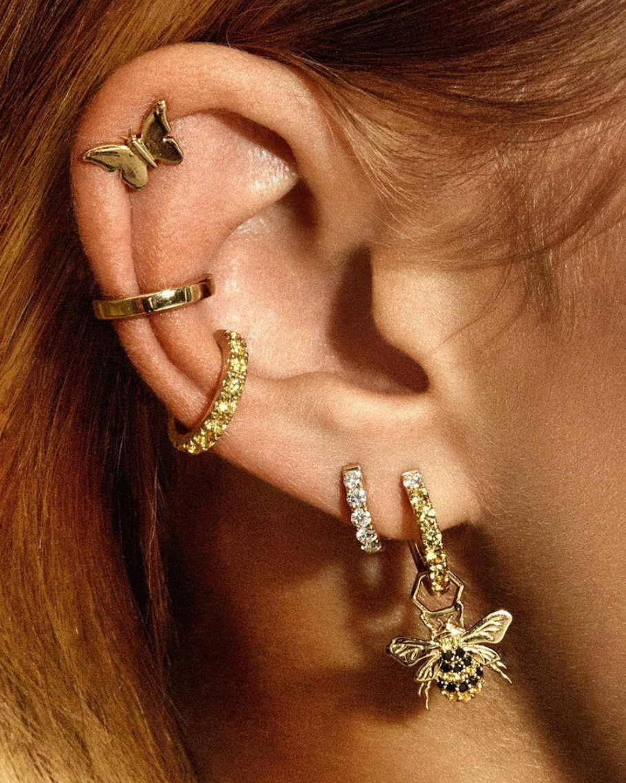 14KY Single Butterfly Stud