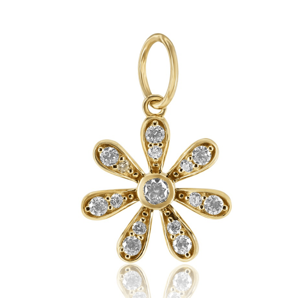 14K Diamond Daisy Charm-Necklaces-Saffron Jewelry-Susan Saffron Jewelry