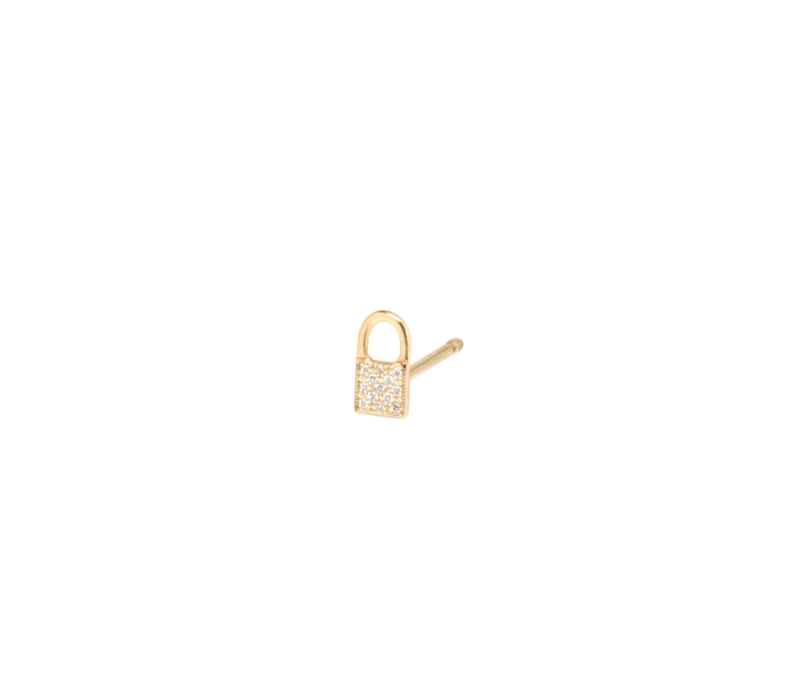 Single Itty Bitty Pave Diamond Padlock Stud