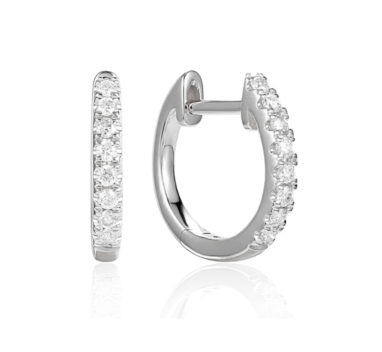 14K Diamond Huggie Earrings