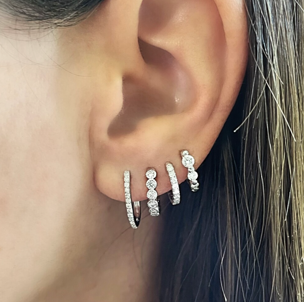Classic Small Oval Pave Hoops-Earrings-Three Stories Jewelry-14K Yellow Gold-Susan Saffron Jewelry