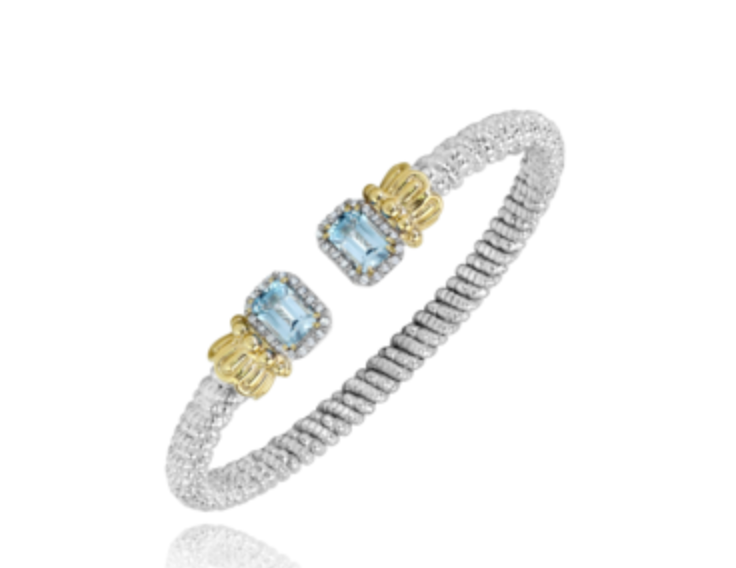 Diamond Sky Blue Topaz Open 6mm Bracelet