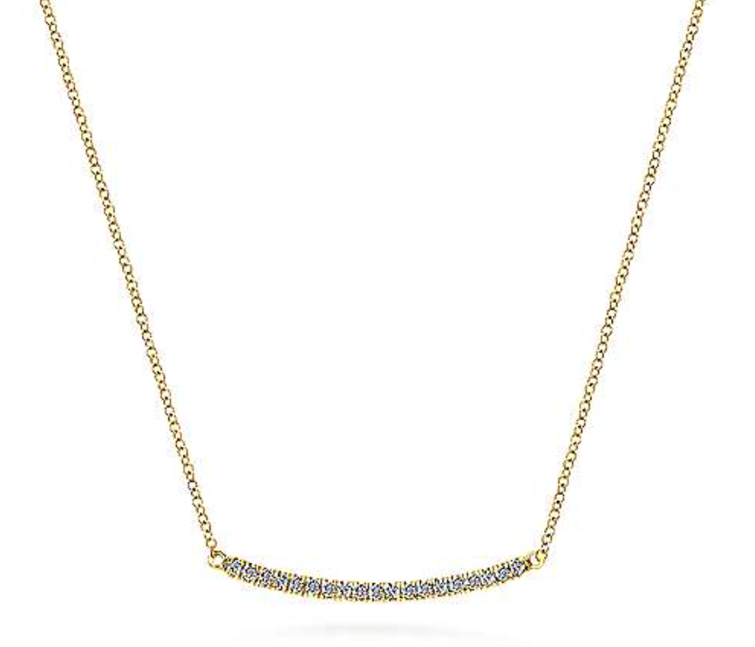 14KY Diamond Pavé Curved Bar Necklace-Necklaces-Gabriel & Co.-Susan Saffron Jewelry