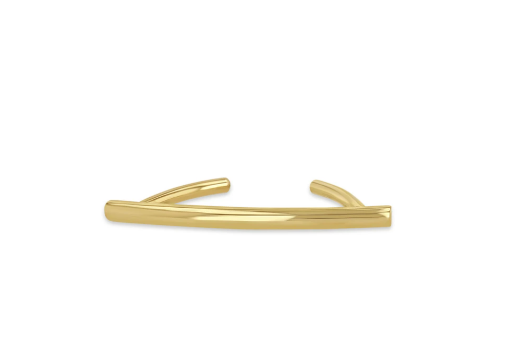 Gold Thick Wire Bar Ear Cuff
