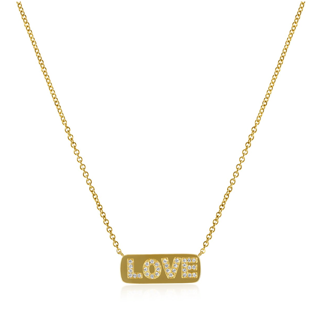 14KY Diamond Initial Plaque Necklace