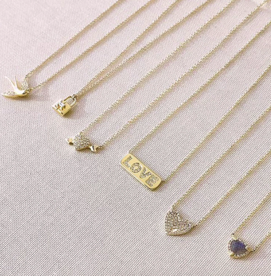 14KY Diamond Initial Plaque Necklace