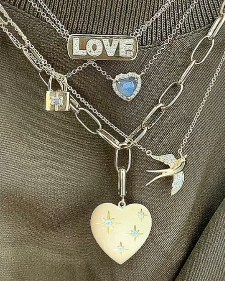 14KY Diamond Initial Plaque Necklace