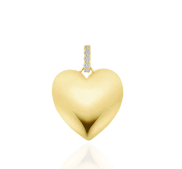 Oversized Puffy Gold Heart Charm