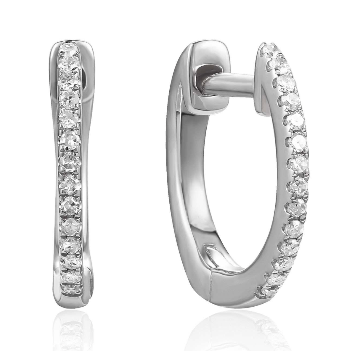 14K Small Diamond Huggie Earrings