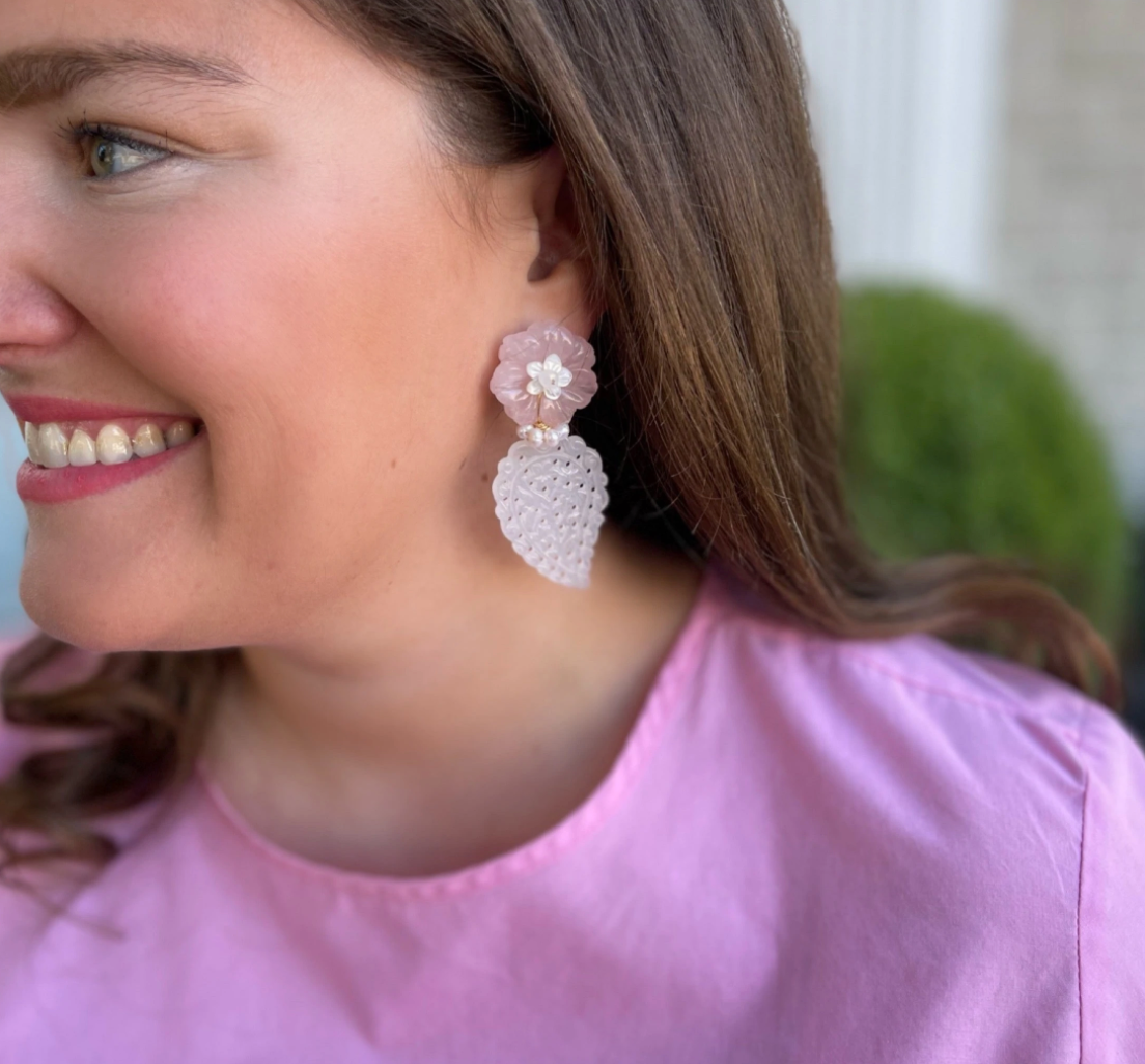 Savannah Earring, Rose Quartz