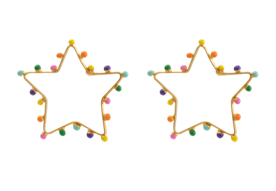Star Multi Colored Dot Earrings