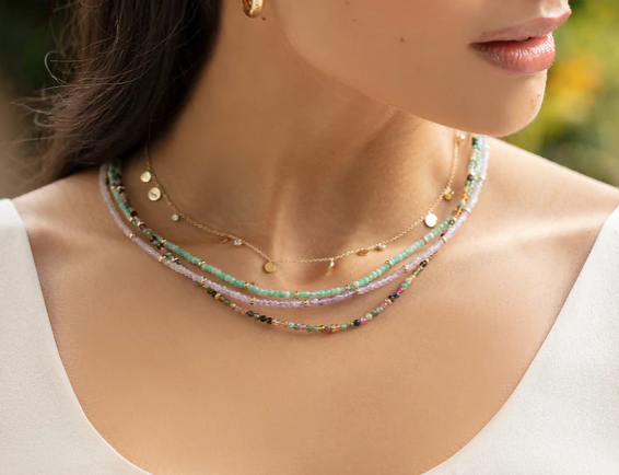 Birthstone Necklace With Gold Rondelles