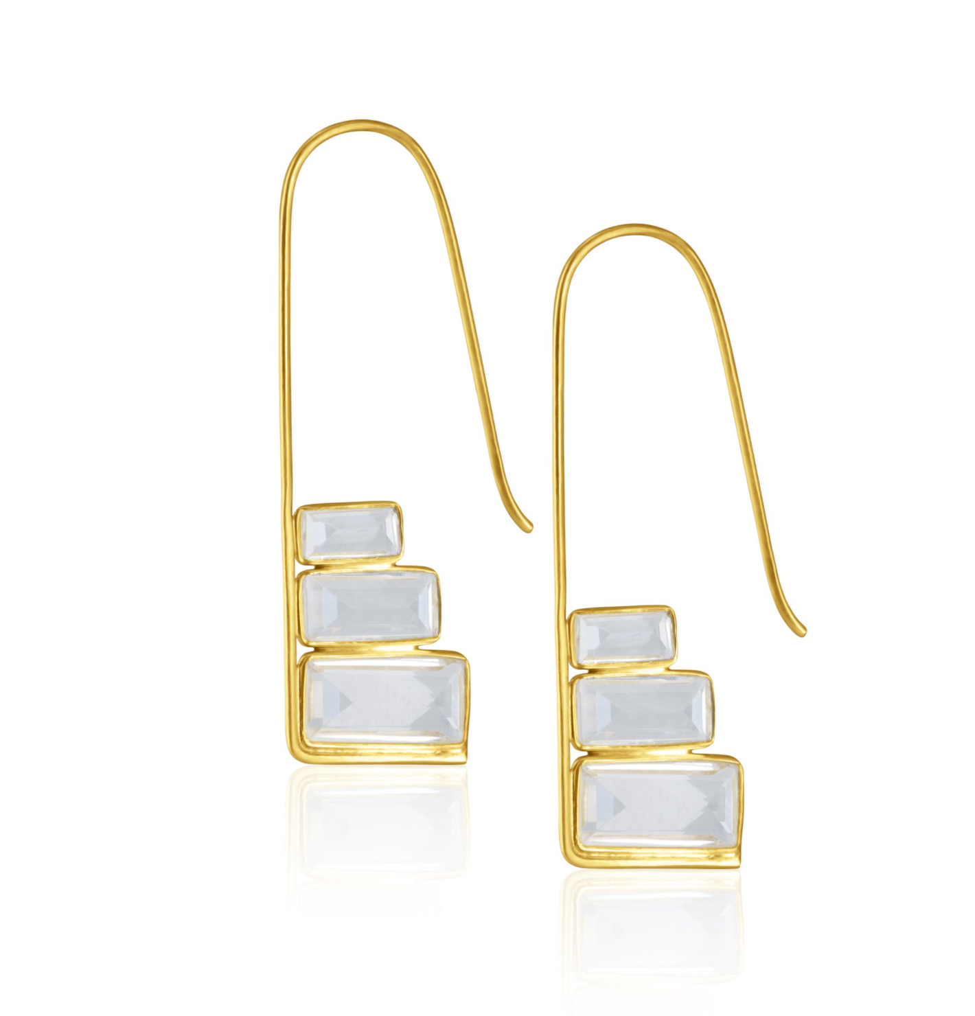 Crystal Stacked Baguette Cascade Earrings