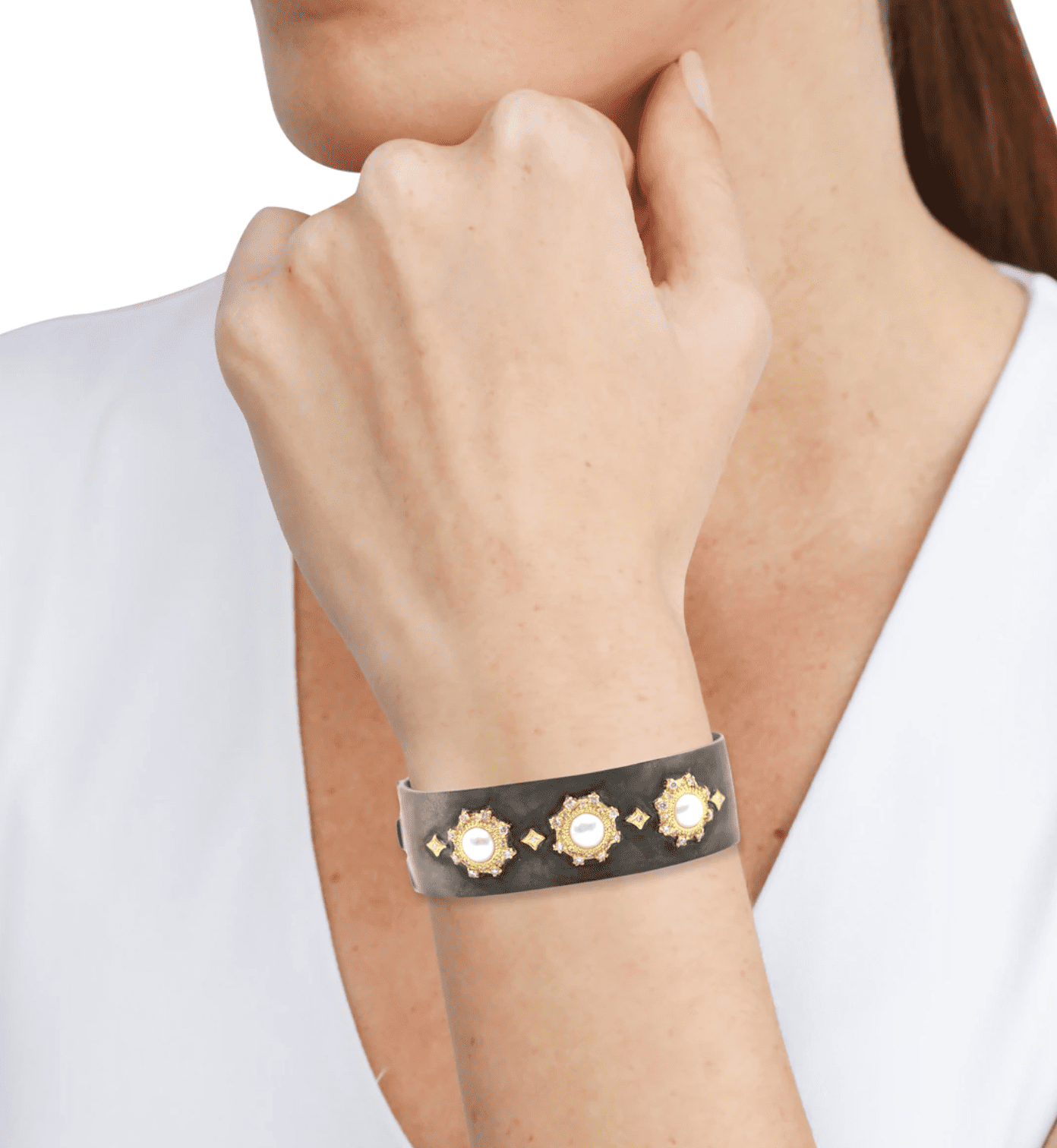 Halo Pearl Stations Kick Cuff Bracelet