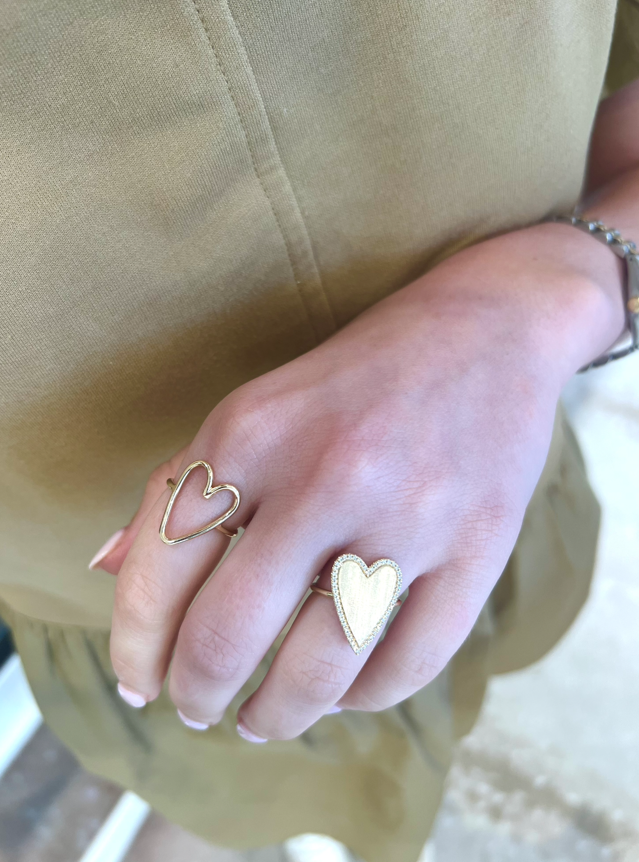Gold Large Open Heart Ring