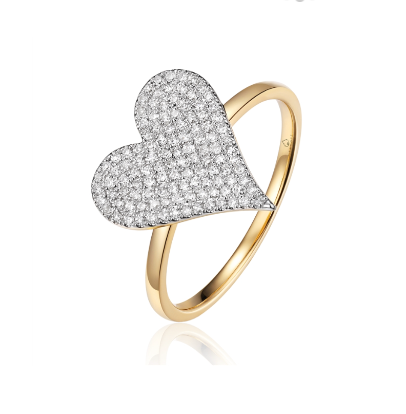 14KY Pave Heart Ring