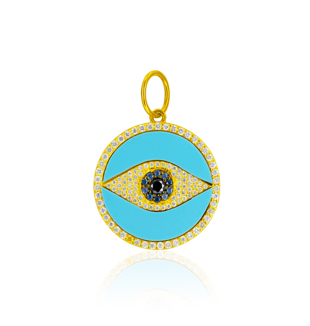14KY Turquoise and Pave Eye Charm