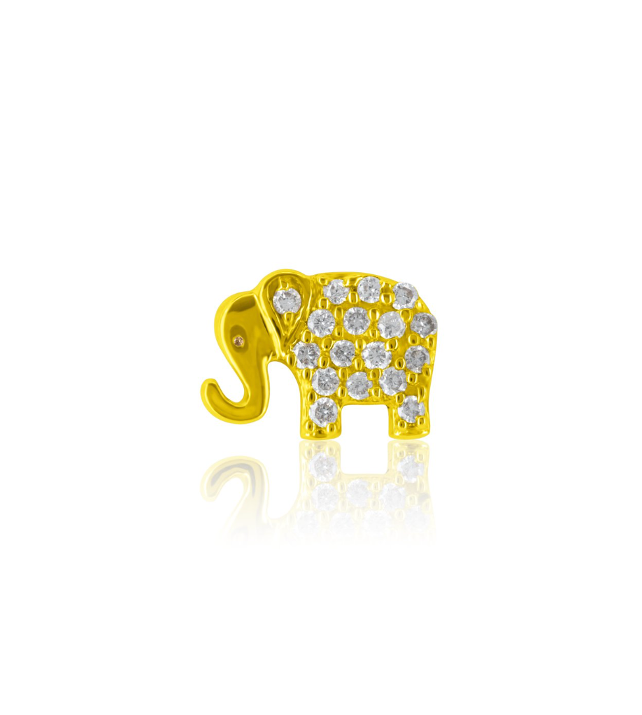 Single Pave Elephant Stud